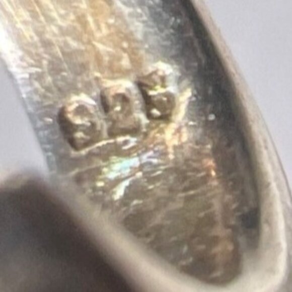 Vtg 90s Silver Pink Lab Opal Inlay Hoop Earrings 925 Huggies Southwestern Artisa - Picture 7 of 9